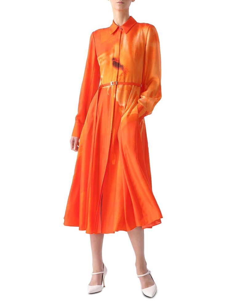 ジェイソン ウー レディース トップス シャツ フラワー柄 シルク フラワー Jason Wu Collection Watercolor Floral Silk Shirt Dress Papaya