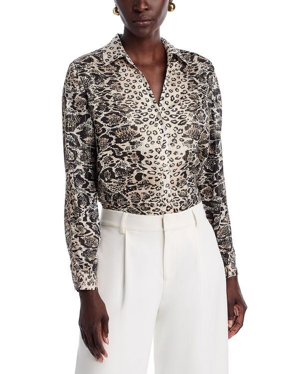 エリータハリ レディース トップス シャツ シルク ブラウス Elie Tahari The Madeline Silk Blend Blouse Sunset Leopard Print アニマル 22,578円