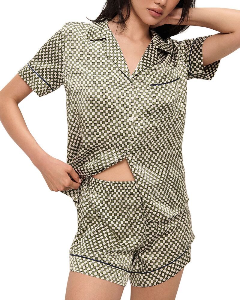 エバージェイ レディース アウター パーカー・スウェット プリント シルク Eberjey Inez Printed Washable Silk Short Pajama Set Geo Sphere