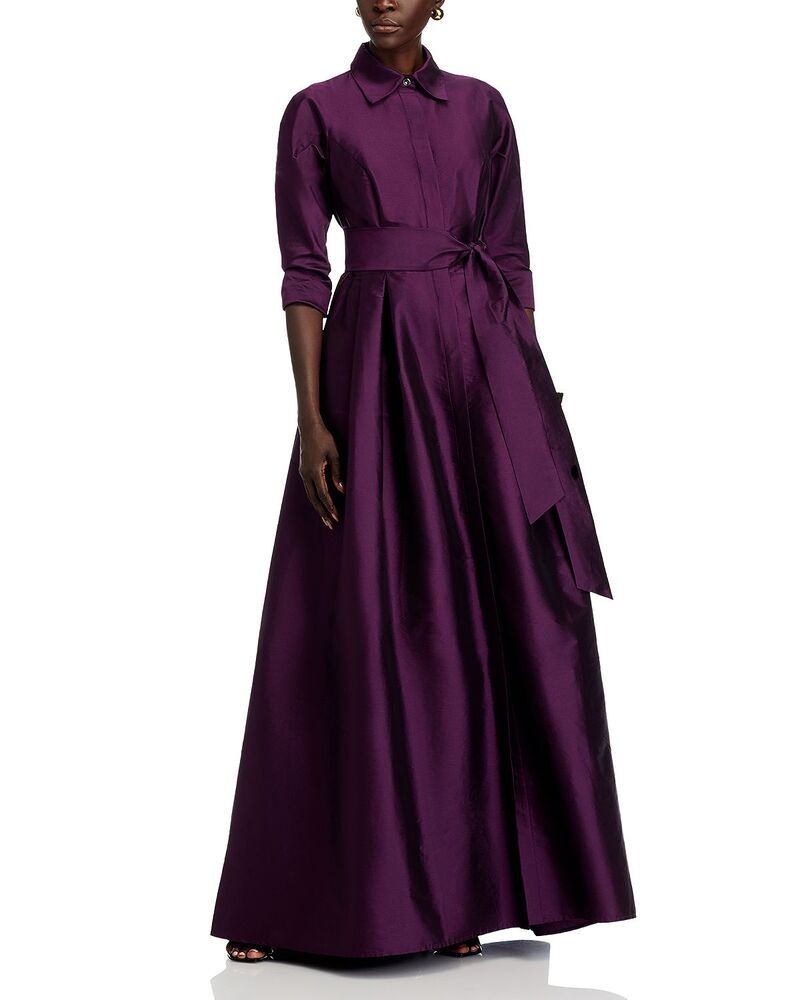 テリジョンバイリッキーフリーマン レディース トップス ワンピース シャツ Teri Jon by Rickie Freeman Shirt Dress Gown Plum プラム