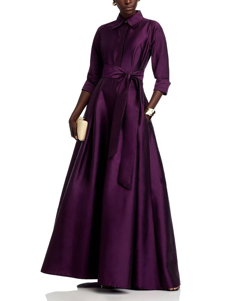 テリジョンバイリッキーフリーマン レディース トップス ワンピース シャツ Teri Jon by Rickie Freeman Shirt Dress Gown Plum プラム