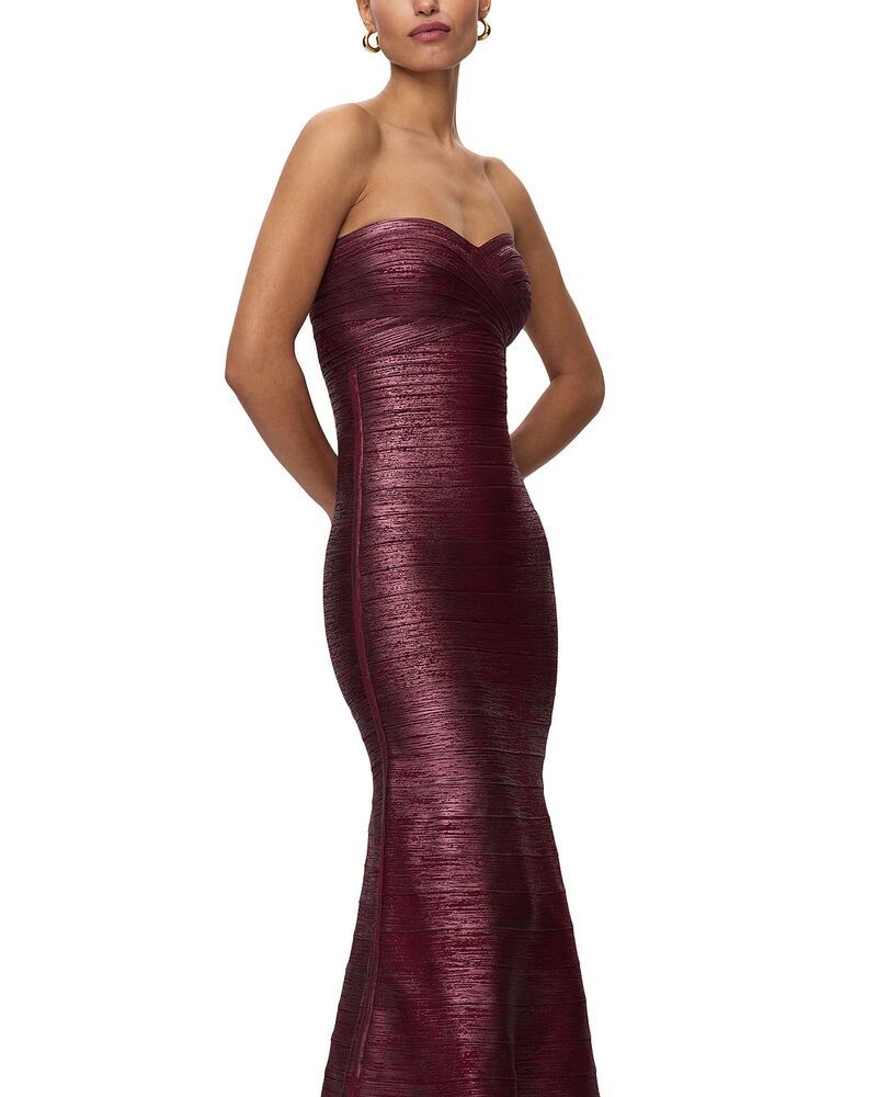 エルベレジェ レディース トップス ワンピース トール Herv Lger The Metallic Sara Gown Dark Red Foil レッド｜詳細画像