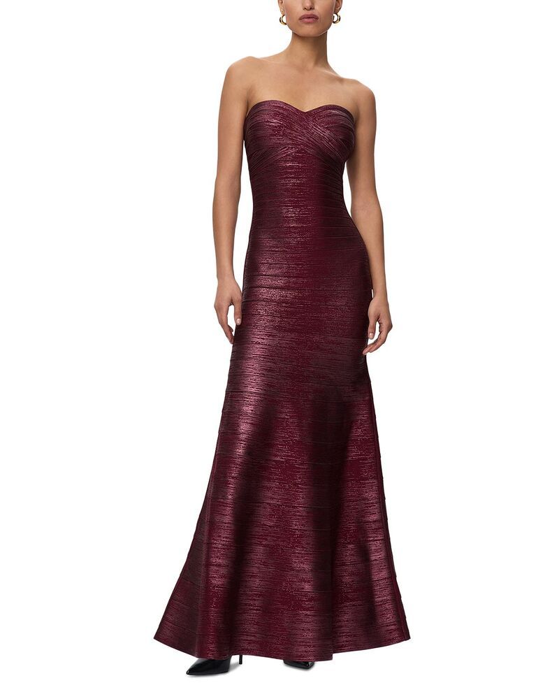 エルベレジェ レディース トップス ワンピース トール Herv Lger The Metallic Sara Gown Dark Red Foil レッド｜詳細画像