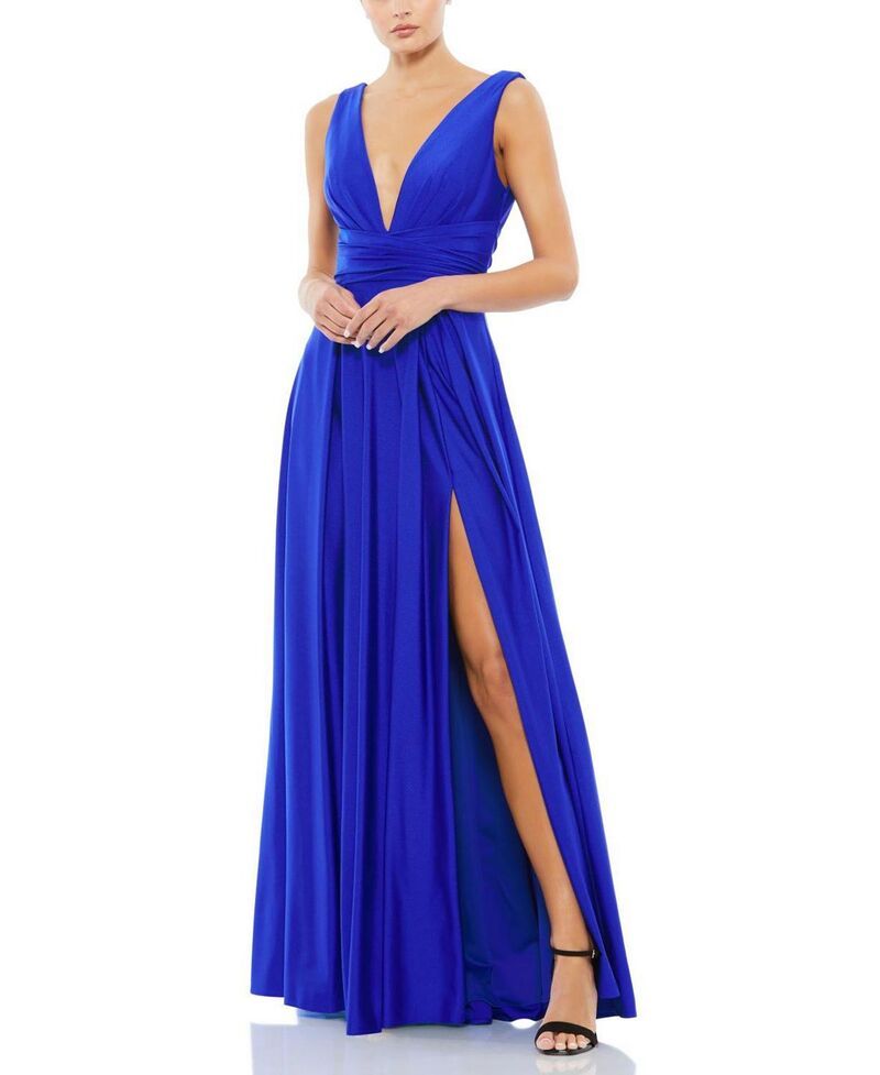 マックダガル レディース トップス ワンピース ジャージー Mac Duggal Jersey Plunge Neck Eveningown Royal 53,880円