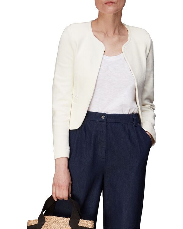 ホイッスルズ レディース アウター ジャケット・ブルゾン ジャージー Whistles Collarless Jersey Jacket Ivory アイボリー
