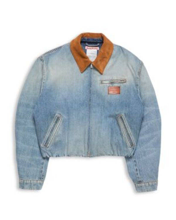 アクネ ストゥディオズ レディース アウター ジャケット・ブルゾン デニム レザー Acne Studios Leather Collar Denim Bomber Jacket Mid Blue ブ