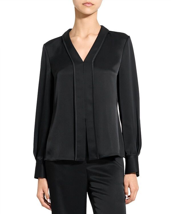 セオリー レディース トップス シャツ ブラウス Theory Front Seam Blouse Black ブラック