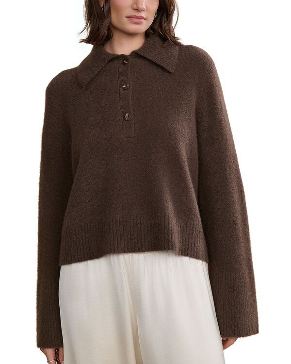 ジェニーケイン レディース アウター ニット・セーター ポロシャツ Jenni Kayne Cashmere Stevie Polo Sweater Chocolate チョコレート