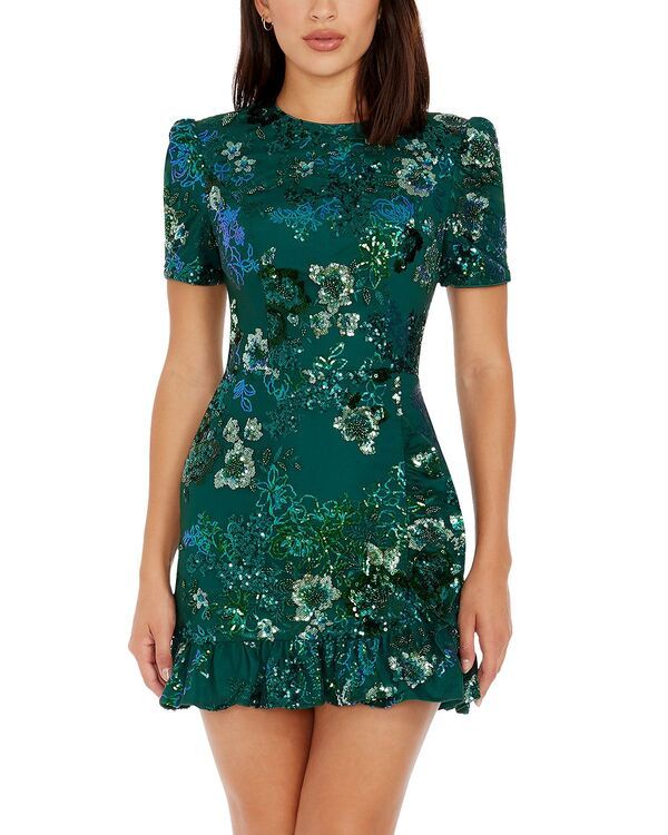 ドレスザポプレーション レディース トップス ワンピース フラワー柄 ミニ スパンコール フラワー Dress the Population Brittany Floral Sequin Mini D