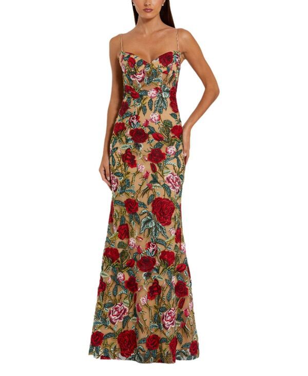 マックダガル レディース トップス ワンピース フラワー柄 刺繍 フラワー Mac Duggal Floral Embroidered Off The Shoulder Gownude Multi マ