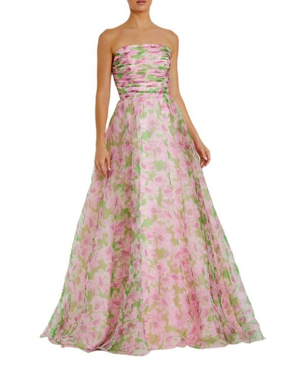マックダガル レディース トップス ワンピース シフォン フリル ストラップレス Mac Duggal Strapless Chiffon Gown with Ruffle Detail Pink M