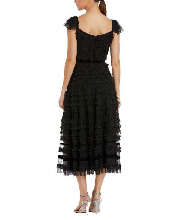 マックダガル レディース トップス ワンピース ティアード フリル ミディ キャップ Mac Duggal Ruffle Cap Sleeve Tiered Midi Dress Black ブラック