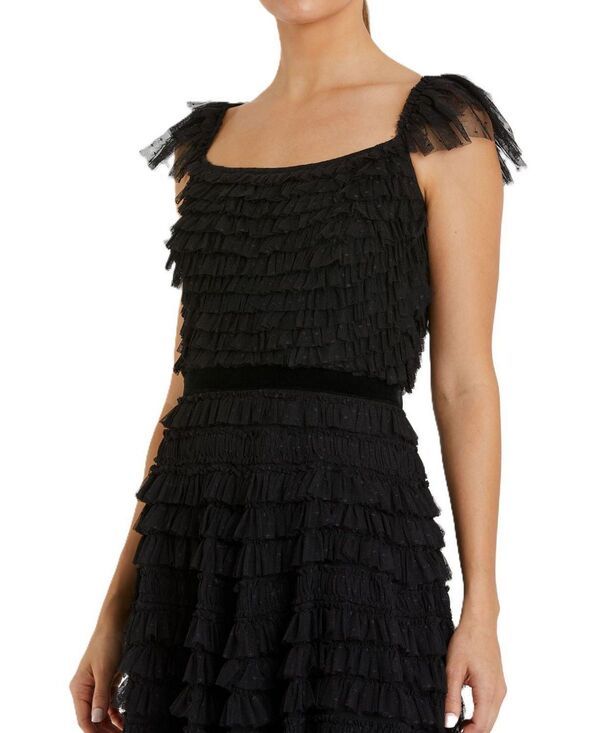 マックダガル レディース トップス ワンピース ティアード フリル ミディ キャップ Mac Duggal Ruffle Cap Sleeve Tiered Midi Dress Black ブラック