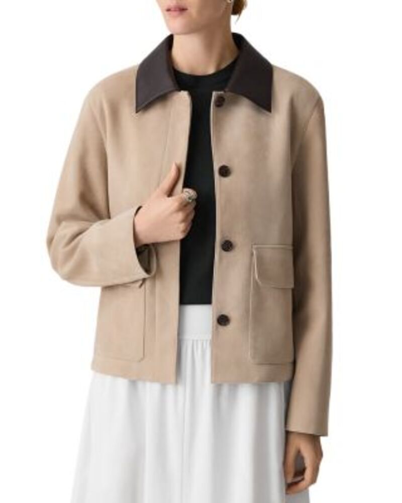 セオリー レディース アウター ジャケット・ブルゾン スエード Theory Boxy Suede Jacketan タン