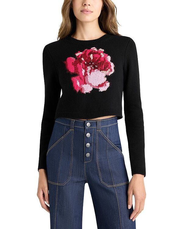 サンク セプト レディース アウター パーカー・スウェット スウェット シャツ クロップド Cinq Sept Heritage Rose Cropped Sweatshirt Blacksheer 31,720円