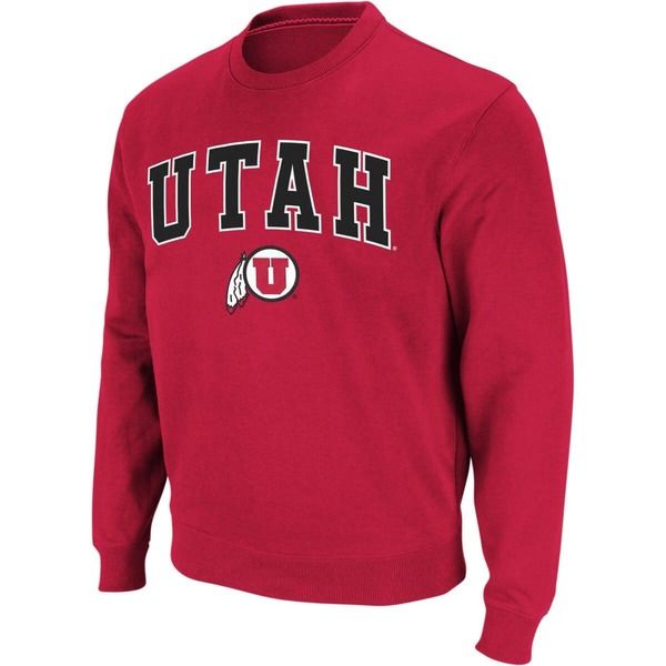 コロシアム メンズ アウター パーカー・スウェット クルーネック シャツ ロゴ Mens Colosseum Red Utah Utes Arch Logo Crew Neck Sweatshirt