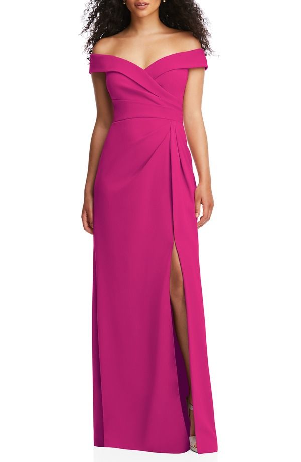 アフターシックス レディース トップス ワンピース クレープ After Six Off the Shoulder Crepe Gown Think Pink ピンク