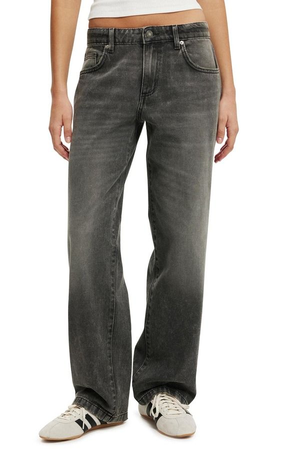 コットンオン レディース ボトムス デニムパンツ ローライズ Cotton Womens Low Rise Straight Jean Domino Black ブラック