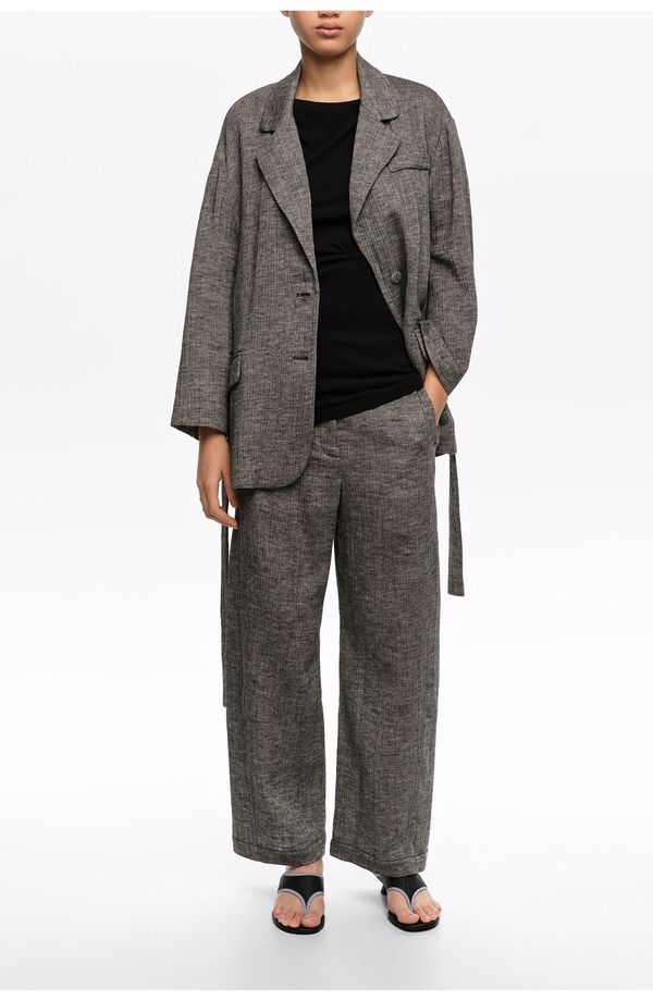ビンバイローラ レディース アウター ジャケット・ブルゾン リネン Bimba y Lola Linen Tailored Jacket Grey グレー