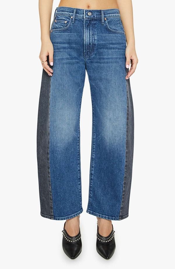 マザー レディース ボトムス デニムパンツ ワイドレッグ ハイウエスト アンクル ジーンズ MOTHER Lil Half Pipe Flood High Waist Ankle Wide Leg J
