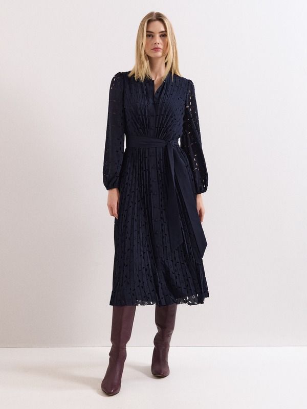 フェイズ・エイト レディース トップス ワンピース プリーツ ミディ Phaseight Marina Pleated Midi Dress Navy ネイビー