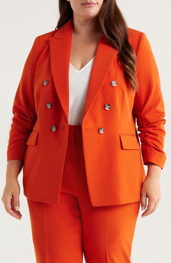 タハリエーエスエル レディース アウター ジャケット・ブルゾン ギャザー Tahari ASL Ruched Sleeve Jacket Persimmon
