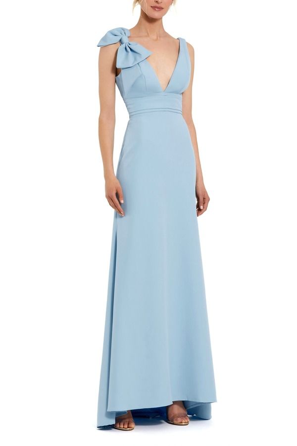 マックダガル レディース トップス ワンピース Vネック プチ ノースリーブ Mac Duggal Petite Sleeveless V Neck Bow Detail Mermaid Gown P