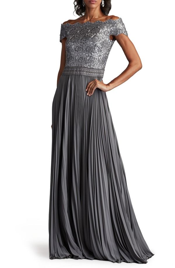 タダシショージ レディース トップス ワンピースパンコール Tadashi Shoji Sequin Bodice Short Sleeve Gown Mist