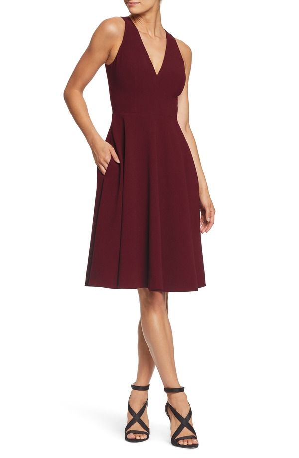 ドレスザポプレーション レディース トップス ワンピース Dress the Population Catalina Fit Flare Cocktail Dress Burgundy バーガンディ