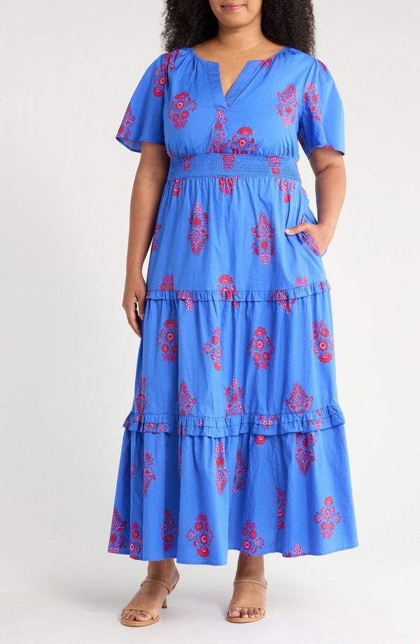 シュガーリップス レディース トップス ワンピース ティアード フラワー柄 コットン マキシ フラワー SUGARLIPShayna Floral Palmer Tiered Cotton Popli
