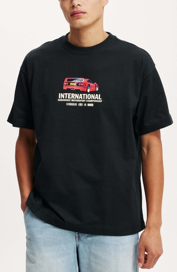 コットンオン メンズ トップス Tシャツ グラフィック Cotton Mens Box Fit Graphic TShirt Black International ブラック