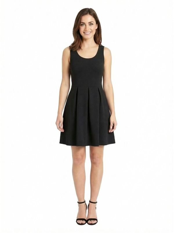 24 セブンコンフォート レディース トップス ワンピース ひざ丈 プチ プリーツ ノースリーブ 24seven Comfort Apparel Essential Petite Scoop Neck