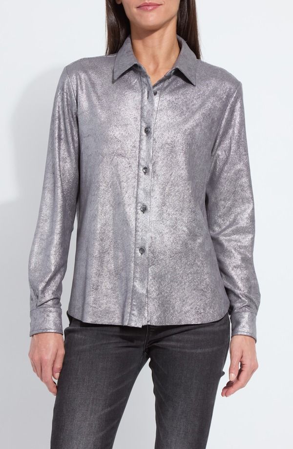 リジー レディース アウター ジャケット・ブルゾン トール スエード Lysse Metallic Faux Suede Shacket Distress Metalic Silver シルバー