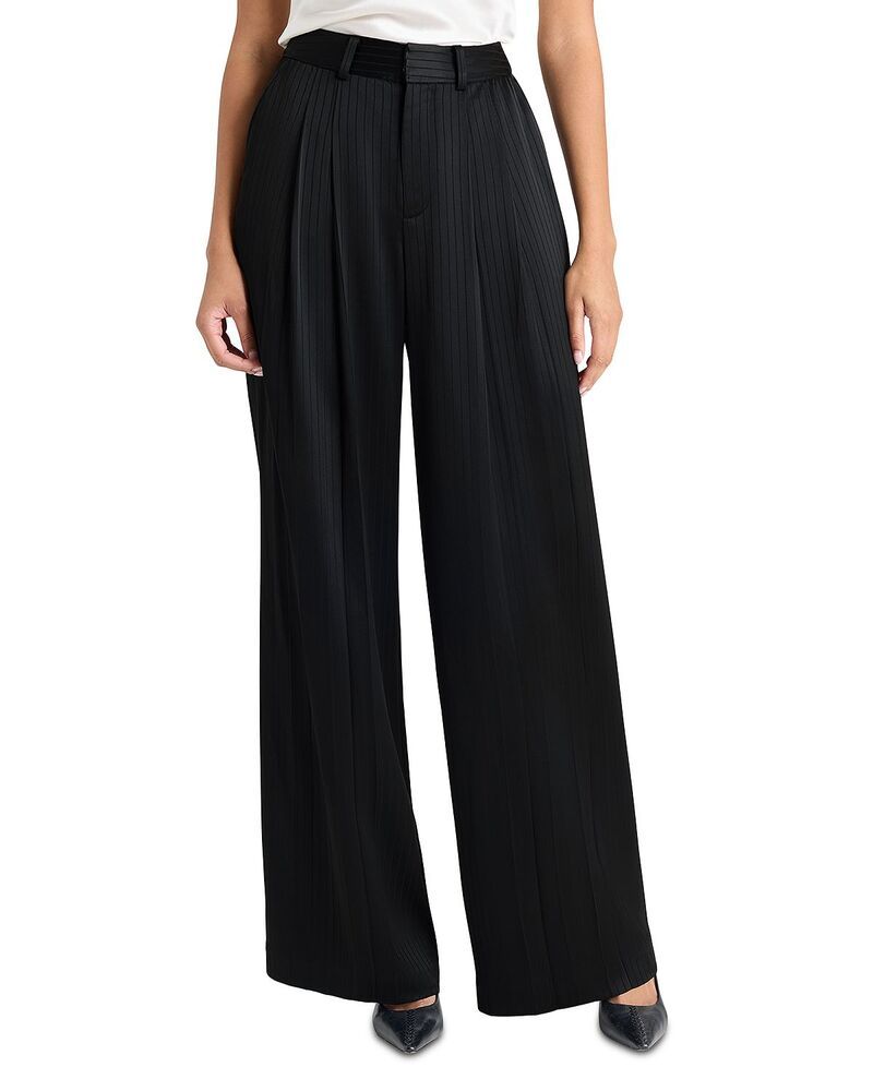 サンク セプト レディース ボトムス カジュアルパンツ サテン Cinq Sept Georgia Satin Stripe Pants Black ブラック