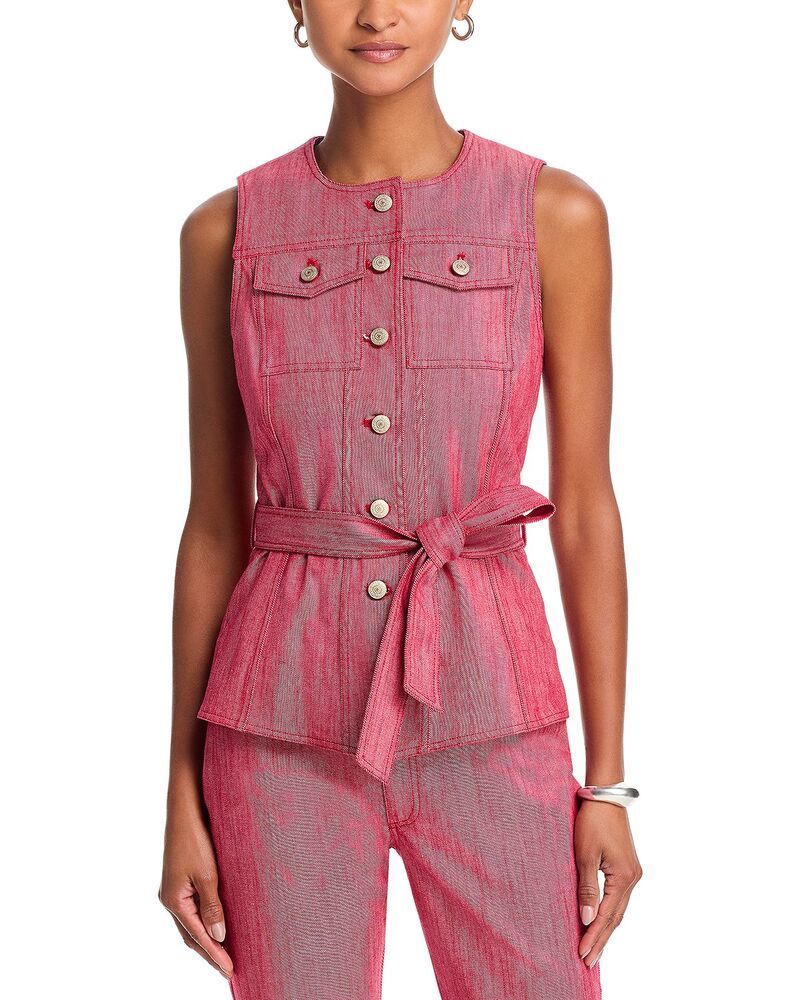サンク セプト レディース アウター ベスト デニム Cinq Sept Coloredenim Reenee Vest Chilli Pepper デニム