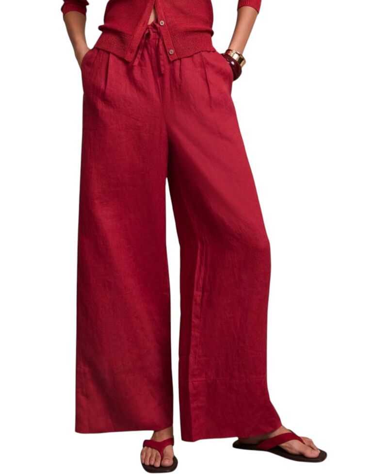 ミルトンベルベット レディース ボトムス カジュアルパンツ ワイドレッグ リネン Mint Velvet Womens Linen Drawstring Wide Leg Trousers Red レ
