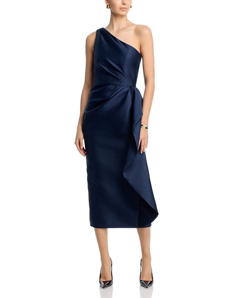アムサール レディース トップス ワンピース Amsale Mikadone Shoulder Cascade Gownavy ネイビー