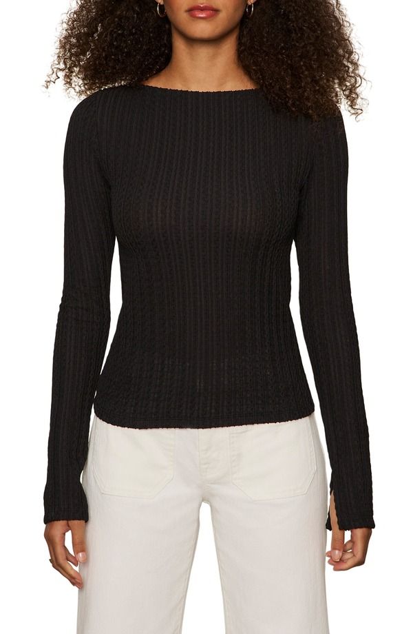 サンクチュアリー レディース トップス シャツ Sanctuary Boat Neck Rib Top Black ブラック