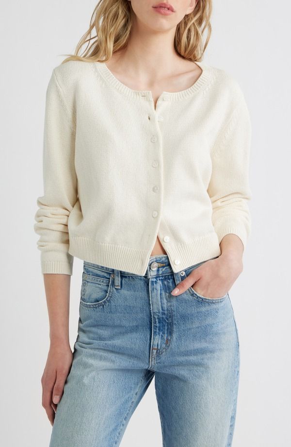 リフォーメーション レディース アウター パーカー・スウェット クルーネック コットン カーディガン Reformation Clara Cotton Crewneck Cardigan Fior D