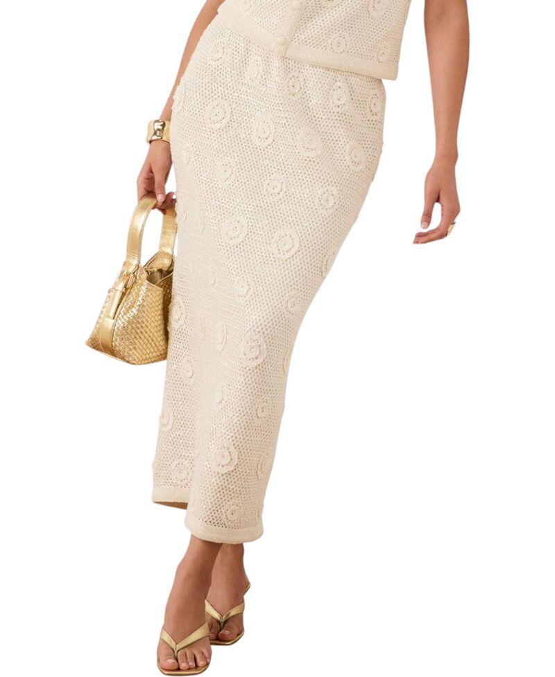ミルトンベルベット レディース ボトムスカート フラワー柄 ミディ スパンコール フラワー Mint Velvet Womensequin Floral Crochet Midi Skirt Neut