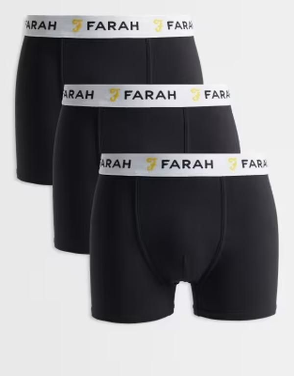 ファーラー メンズ アンダーウェア ボクサーパンツ ショートパンツ ロゴ Farahummond 3pack jacquard logo boxer shorts Black plain ブラック