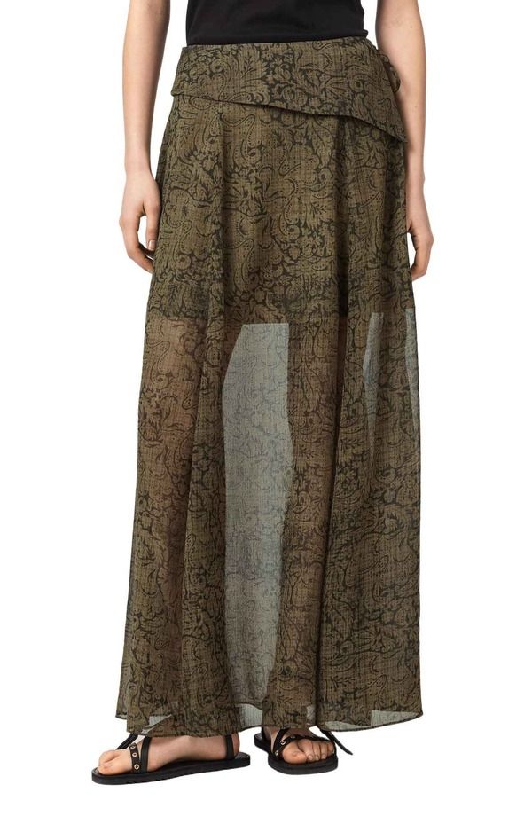 オールセインツ レディース ボトムスカート シアー マキシ AllSaintsali Sheer Maxi Skirt Sirius Gold Black ブラック