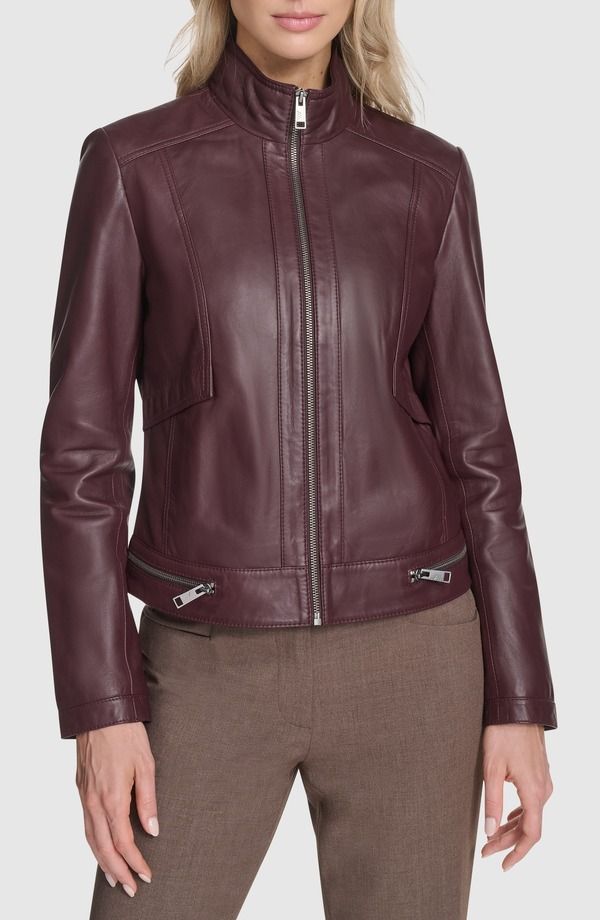 アンドリューマーク レディース アウター ジャケット・ブルゾン レザー Andrew Marc Rowan Leatheracer Jacket Burgundy バーガンディ