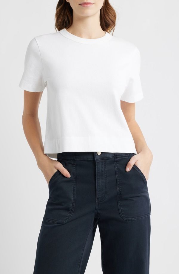 フレーム レディース トップス シャツ FRAME The Boxy Crop TShirt White ホワイト