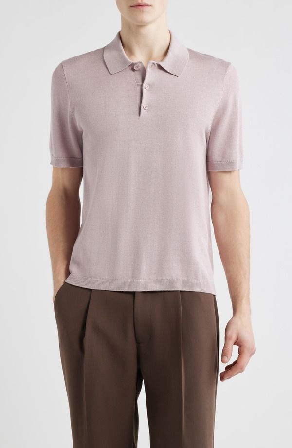 オープンエディット メンズ アウター パーカー・スウェット ポロシャツ セーター コットン Open Edit Solid Cotton Blend Polo Sweater Purple Lilac