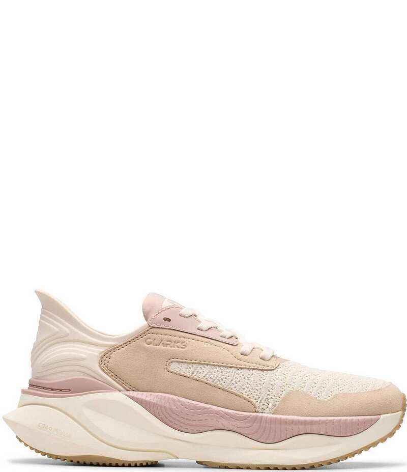 クラークス レディース シューズ スニーカー プラットフォーム ニット Womens Clarks Pace Woven Knit Platform Sneakers Sand Combination