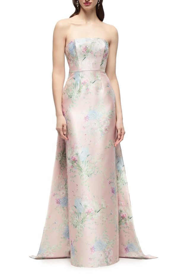 アルフレッド レディース トップス ワンピース フラワー柄 サテン ストラップレス フラワー Alfred Sung Esme Floral Straplessatin Twill Gown with 59,880円