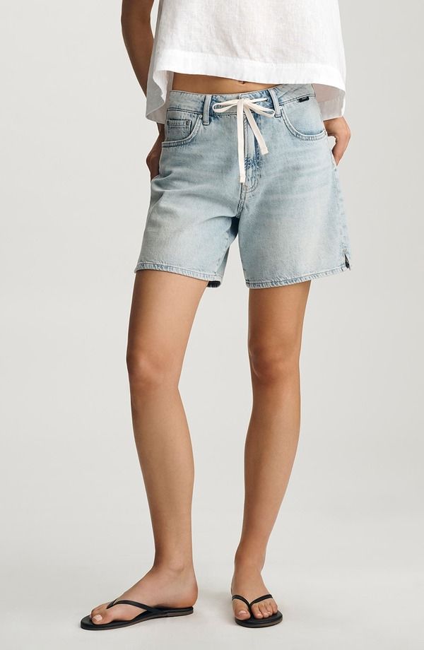 マーヴィ ジーンズ レディース ボトムス デニムパンツ ショートパンツ Mavi Jeans Nella Drawstring Mid Thigh Denim Shorts Denim Light B