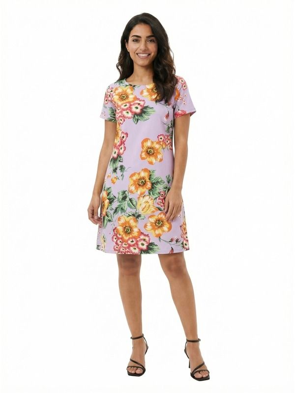 24 セブンコンフォート レディース トップス ワンピース フラワー柄 プチ ミニ フラワー 24seven Comfort Apparel Essential Petite Floral Short