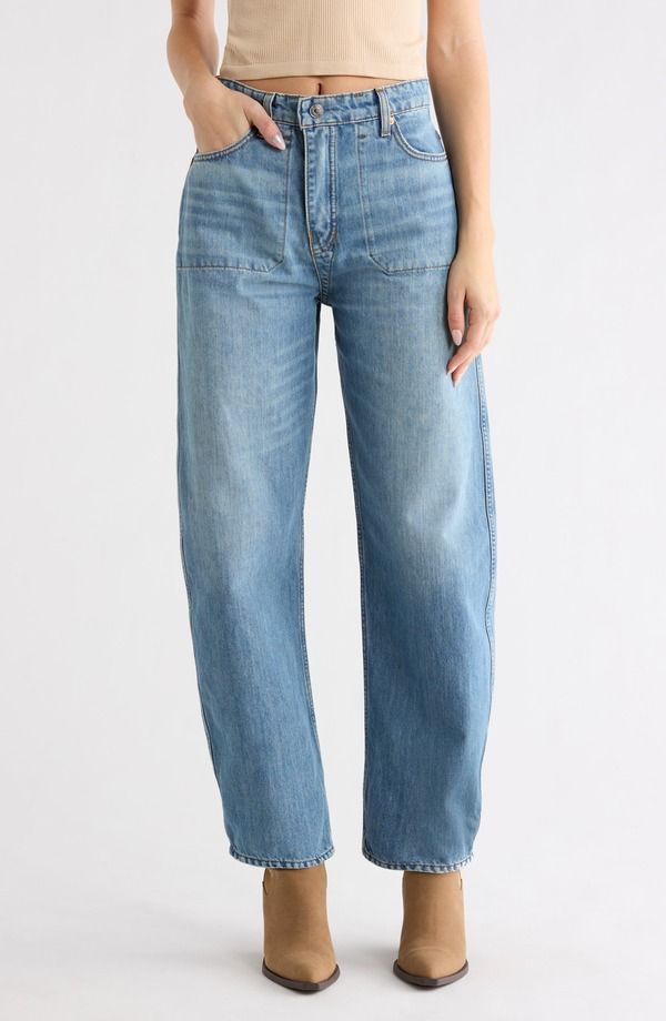 リダン レディース ボトムス カジュアルパンツ ハイウエスト ジーンズ ReDone The Rewind Reversible High Waist Crop Barreleg Jeans Thun